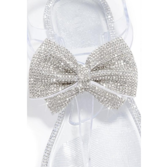 Last Size 6 💎Rhinestone Encrusted Bow Jelly Sanda - Picture 7 of 8